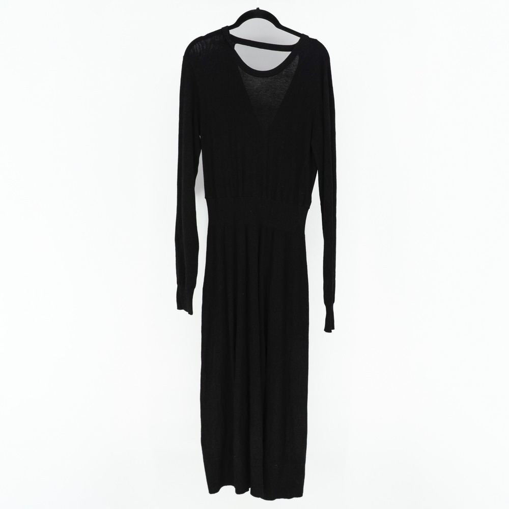 NEW Maje Rolland Wool Blend Sweater Knit Stretch Backless Midi Dress Black Noir